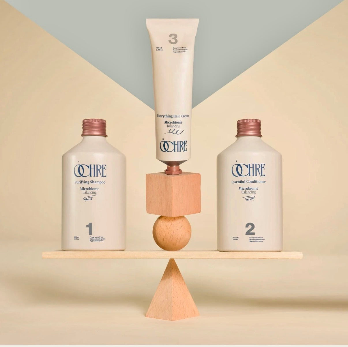 The Ochre Sensitive Scalp Kit- Fragrance Purifying shampoo, balancing conditioner and weightless cream